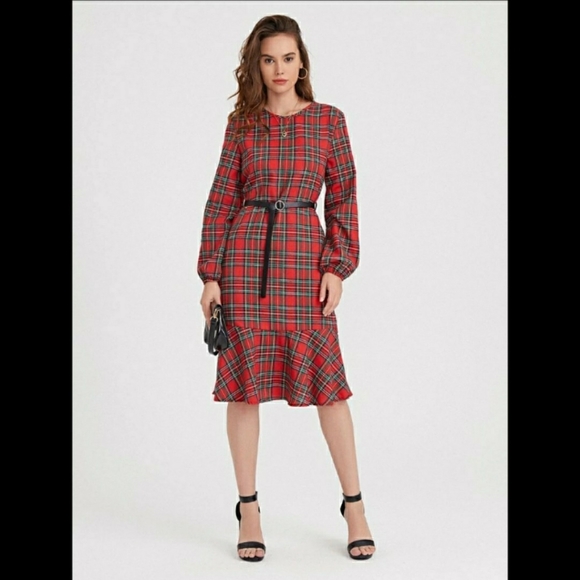 NWT Red Belted Dress - Picture 3 of 7